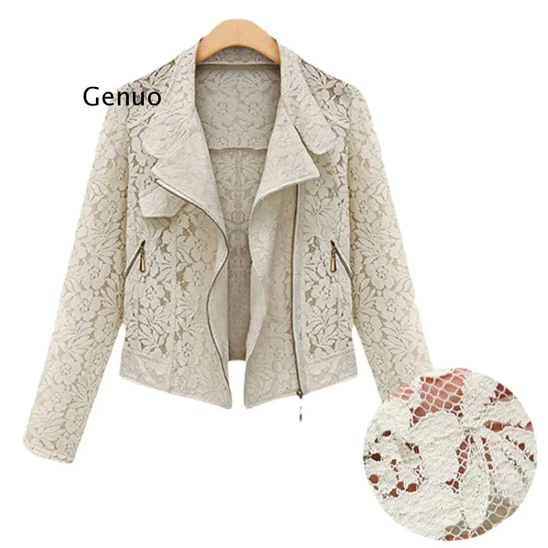 Autumn Lace Biker Jacket: High-Quality