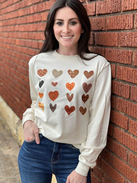 Fall Hearts Long Sleeve Tee