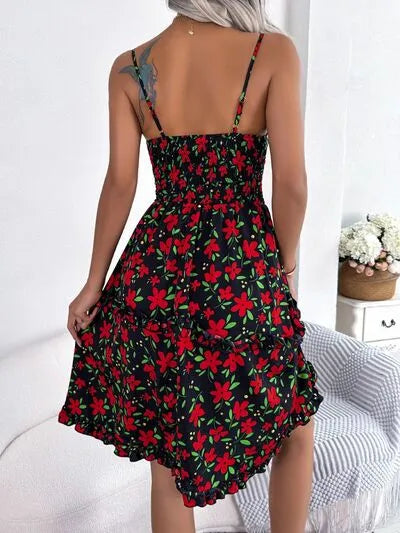 Printed Plunge Sleeve Cami Dress