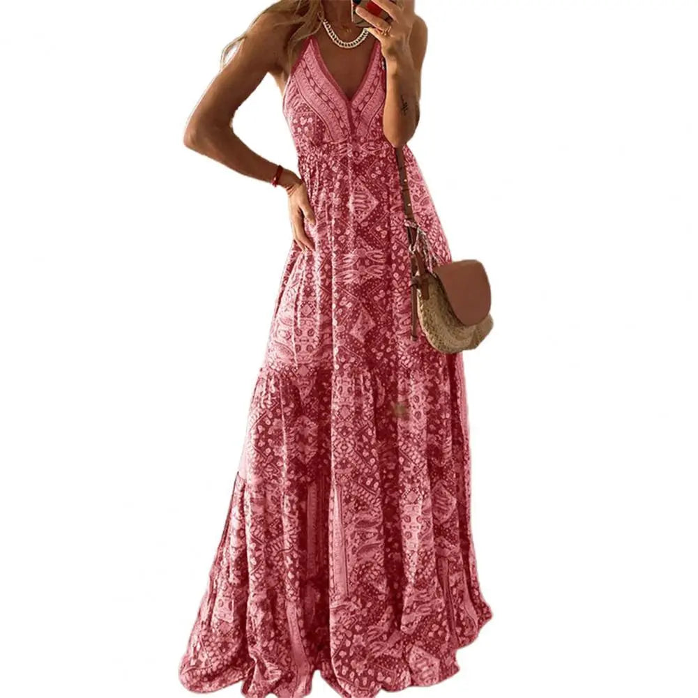 Women Boho Vintage Maxi Dress